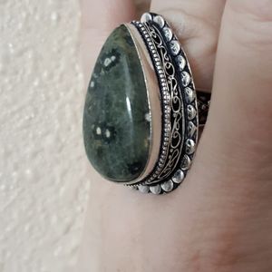 New Star Galaxy Jasper 925 Silver Ring.